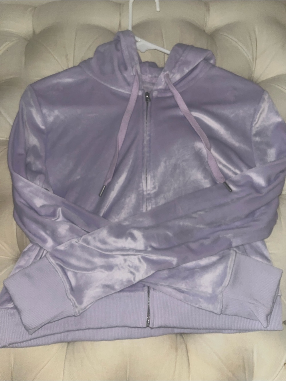 Lavender Velvet Zip Hoodie